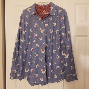 Disney Parks Minnie Mouse Roses Chambray Blouse